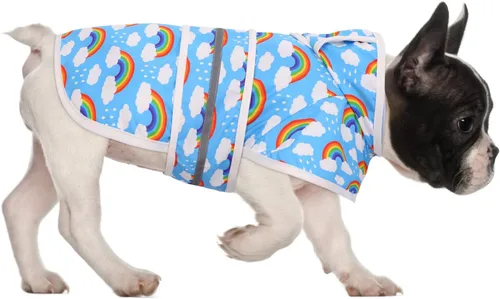 Vista 20 de HDE - Impermeable protector con capucha para perros y cachorros, tallas de la S a la XL (diseño de patos de goma, talla S)