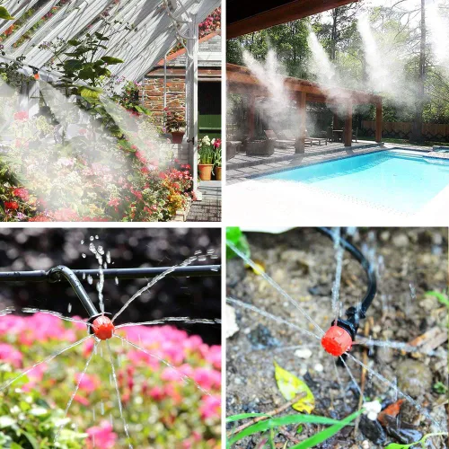 Vista 4 de MSDADA Sistema de riego automático de jardín de 50 pies, kit de riego de plantas de distribución en blanco de 1/4 de pulgada, accesorios que