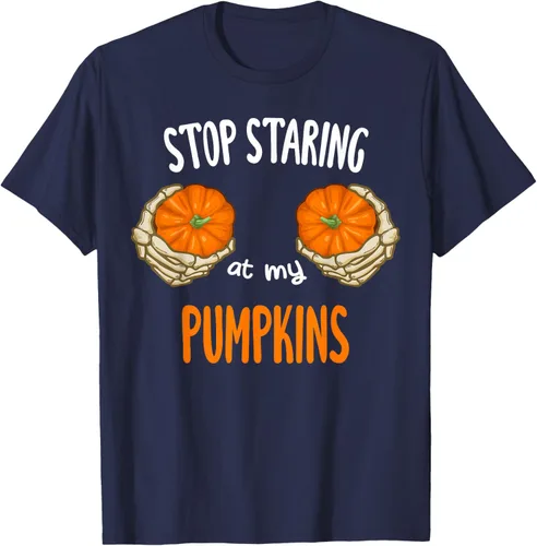 Vista 10 de Stop Staring at My Pumpkins for Hot Witches, camiseta de brasier de Halloween, Negro