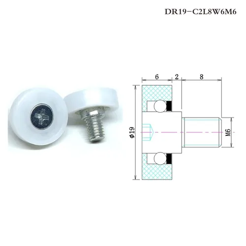 Vista 4 de 10 piezas de diámetro exterior 0.866 in POM U guía de ranura y rodillo de cajón de refrigerador 22x7xM6 DU22 C6L8W7M6 cajón rueda redonda DR19 DR22