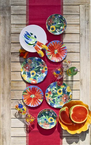 Vista 3 de [Usado] TarHong Midsummer - Juego de 8 vasos acrílicos inastillables con diseño floral y 4 vasos gigantes