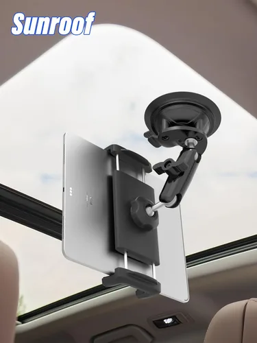 Vista 9 de Soporte para tablet de automóvil, brazo ajustable de metal duradero, soporte para tableta para parabrisas y salpicadero de automóvil, soporte