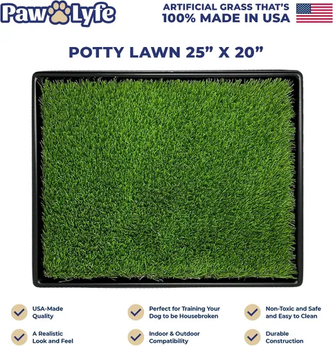 Vista 6 de PawLyfe - Parche de césped artificial de 20 x 25 pulgadas con bandeja, almohadilla de césped reutilizable para interiores y exteriores