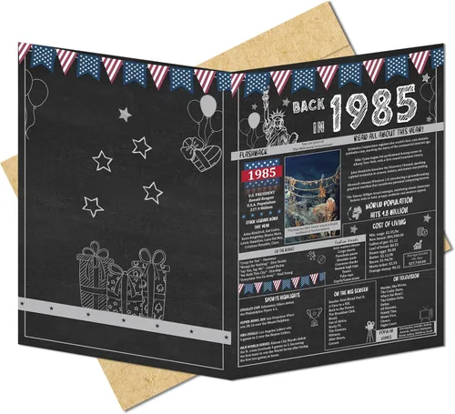 Vista 9 de Ideas de regalos de cumpleaños número 55 para hombres o mujeres. Tarjeta de felicitación gigante de Back In 1970. Suministros para decoración