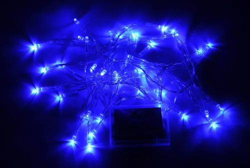 Vista 4 de Cadena Karlling de luces LED azules operadas con batería, 40 unidades, para decoración de boda, fiesta, Navidad, color azul 13ft 40 LED blue