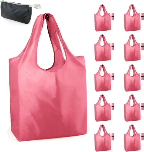 Vista 38 de BeeGreen Bolsas de comestibles reutilizables de Navidad con bolsa de almacenamiento con cremallera, paquete de 10 bolsas de compras reutilizables a
