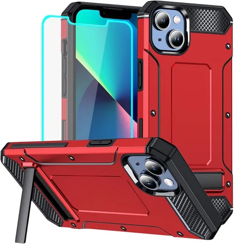 Vista 8 de HNHYGETE Funda para iPhone 13 con protector de pantalla, resistente y resistente contra caídas, cubierta trasera para iPhone 14 (negro)
