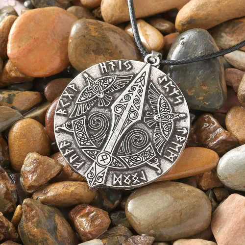Vista 6 de HAQUIL Collar con colgante de amuleto de símbolo antiguo vikingo, regalo de joyería nórdica para hombres