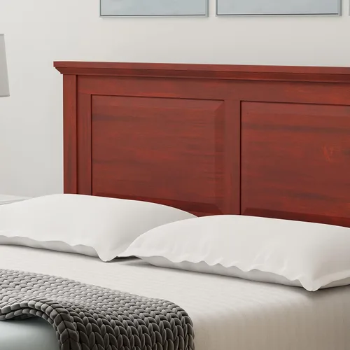 Vista 8 de Cama de plataforma de madera maciza estilo cabaña en tamaño matrimonial - Cereza clásica