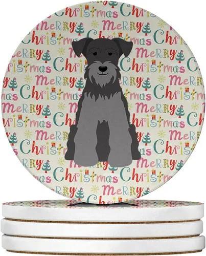 Vista 186 de Abyssinian Sand Terrier Merry Christmas - Posavasos grandes de piedra arenisca (4 unidades)
