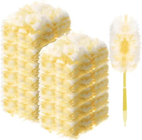 Vista 12 de Vesici 50 piezas de repuesto de plumero compatibles con Swiffer Dusters, repuesto desechable a granel grueso con 1 mango resistente para limpieza