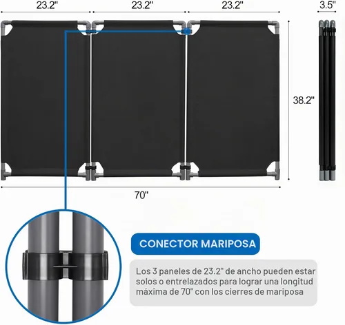Vista 2 de Barricada de seguridad de 3 paneles de 5.8 pies plegable con marco de PVC resistente, símbolo de precaución de alta visibilidad, control