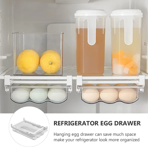 Vista 5 de SOLUSTRE Cajones de almacenamiento para refrigerador, cajones de almacenamiento de huevos, contenedores de alimentos frescos para congelador