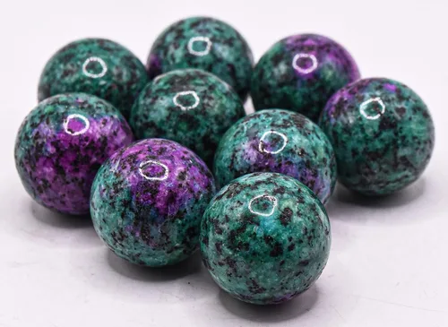 Vista 7 de HQRP 0.984 in Rubí rojo púrpura en esfera de zoisita verde pulido piedra preciosa natural cristal mineral UV reactivo coleccionable bola - China