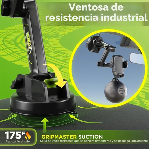 Vista 2 de Soporte de teléfono celular para camioneta, para conductores de camiones, ventosa resistente + almohadilla de salpicadero, soporte de iPhone