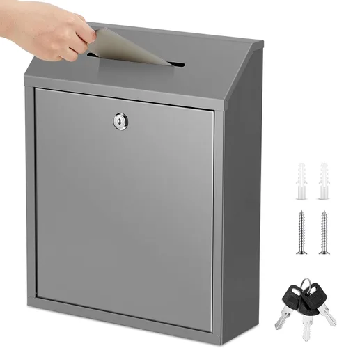Vista 27 de Yaocom Caja de Recolectión de Donaciones de Efectivo de Metal Caja de Sugerencias Segura con Cerradura Montada en la Pared Buzón de Entrega