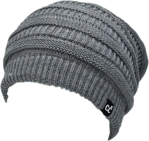 Vista 71 de C.C Winter Oversized Beanie Hat with Fuzzy Lining – Thick Knit Thermal Beanie for Cold Weather, Soft Warm Fleece Lined Cap