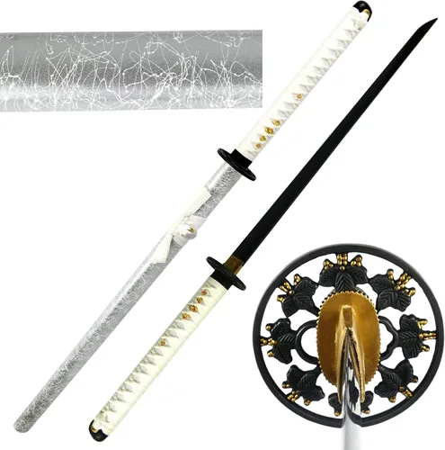 Vista 16 de MAKOTO Espada samurái negra de Katana afilada hecha a mano de 40 pulgadas