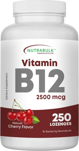 Vista 9 de NutraBulk Vitamina B12 Pastillas de disolución rápida de 2500 mcg - Sublingual B-12 con sabor a cereza - Suplemento de vitaminas B12