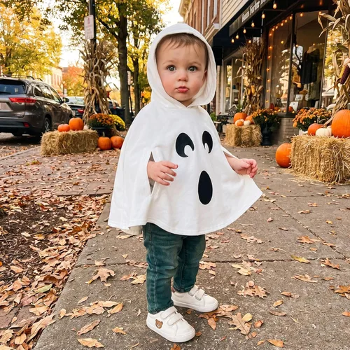 Vista 3 de Toddler Baby Ghost Costume Cute Hooded Cape Halloween Costumes B-Blanco