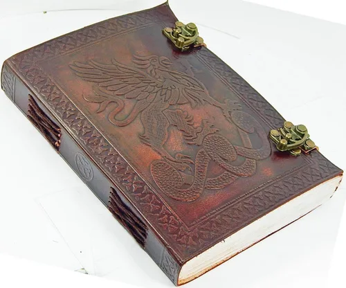 Vista 4 de Cuaderno de Diario de Cuero con Dragón con Papel Rayado - Diario de Calabozos y Dragones Cuaderno Libro de las Sombras Dnd para Hombres y Mujeres 6