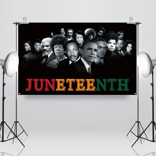 Vista 2 de Sunwer Juneteenth - Telón de fondo para cabina de fotos con personajes famosos afro americanos, 19 de junio de 1865, decoración del Día