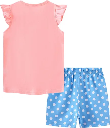 Vista 2 de Bumeex Conjunto de ropa de verano para niñas pequeñas con top y pantalones cortos de algodón