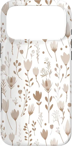 Vista 22 de Floral Flowers Wildflowers Garden Botanical Love Beige White Case for iPhone 16