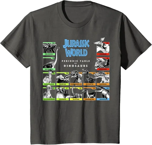 Vista 35 de Jurassic World Camiseta Periodic Table of Dinosaurs, Negro, S