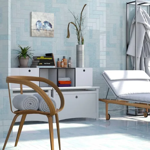 Vista 5 de Woxfcart Arte de pared azul para decoración de pájaros, impresión en lienzo de 12 x 12 pulgadas, cuadro familiar de pájaros para dormitorio, baño