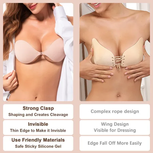 Vista 7 de Awant Sujetador adhesivo sin tirantes Invisible Sticky Boobs Sujetador adhesivo de silicona Sujetador sin espalda Pushup Lift Bra