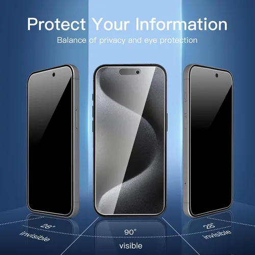 Vista 141 de NEW'C Paquete de 3 protectores de pantalla de privacidad para iPhone Air/iPhone 17 Air (6.5 pulgadas), película de vidrio templado antiespía