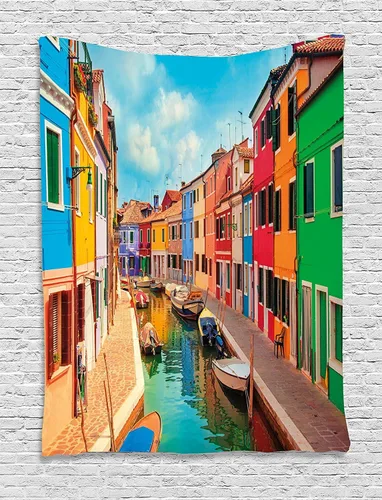 Vista 139 de Ambesonne Tapiz de hongos, atmósfera psicodélica, escena astral estrellada con motivos orientales trippy, decoración de tela para colgar en la pared