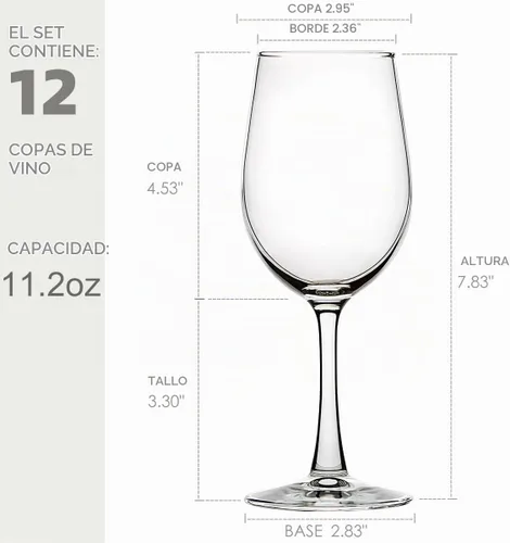 Vista 2 de C CREST - Copas de vino tinto de 11.2 onzas, juego de 12