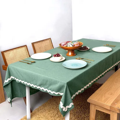 Vista 11 de Folkulture - Mantel de Navidad o cubierta de mesa de Navidad, 60 x 120 pulgadas, 100% mantel rectangular de algodón, mantel blanco para decoraciones