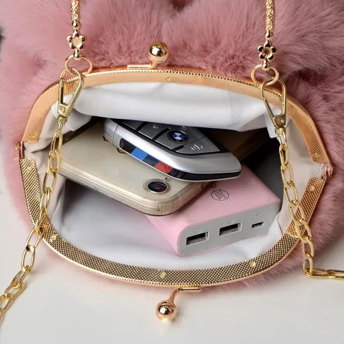 Vista 8 de Lindo bolso de peluche para mujer, bolso cruzado de conejo, bolso de mano pequeño, bolso peludo esponjoso, bolso kawaii, bolso de conejo