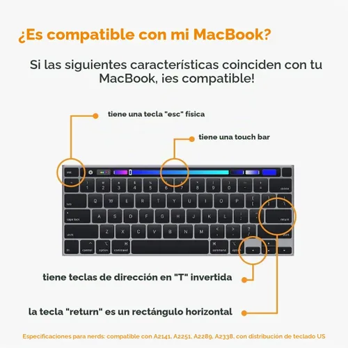 Vista 2 de UPPERCASE GhostCover® Protector de teclado ultra fino de alta calidad compatible con MacBook Pro 2020 2021 2022 Intel o M1/M2 de 13 pulgadas