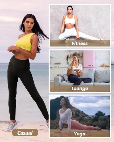 Vista 64 de NexiEpoch - Paquete de 4 leggings suaves para mujer, con bolsillos, control de abdomen y cintura alta, pantalones capri para yoga y ejercicio