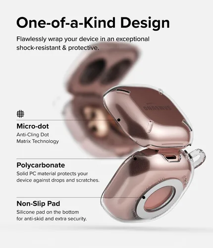 Vista 5 de Ringke Slim-X - Funda para Samsung Galaxy Buds 2 Pro & Pro & FE & 2 & Live [sensación sin funda] Funda ligera delgada con mosquetón para mujeres
