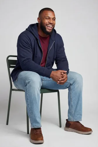 Vista 7 de KingSize - Chaqueta de forro polar con capucha y cremallera frontal para hombre Negro
