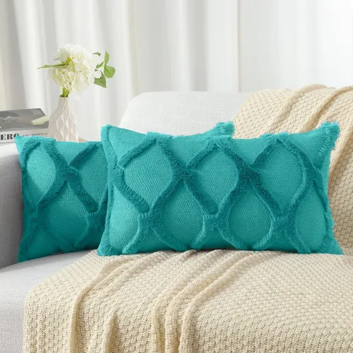 Vista 60 de decorUhome - Juego de 2 fundas de cojín decorativas para primavera de 16 x 16 pulgadas, fundas de almohada afelpadas de lana y piel sintética suave