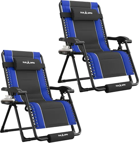 Vista 9 de UDPATIO Silla de gravedad cero de gran tamaño, reclinable acolchado completo para exteriores, asiento reclinable ajustable plegable para patio