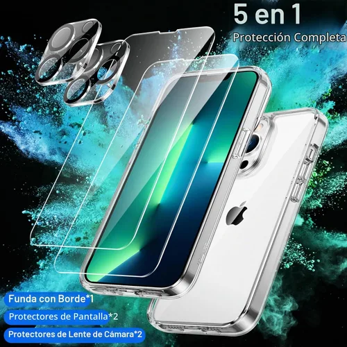 Vista 2 de JETech Funda 5 en 1 para iPhone 13 Pro Max, antiamarilleo, transparente