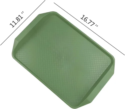 Vista 2 de Idotry - Bandejas de plástico para servir comida rápida, paquete de 4 bandejas rectangulares para servir Bandeja de comida rápida de 16.77 x 11.81