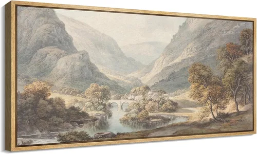 Vista 40 de SIGNFORD Lienzo enmarcado extragrande para pared, diseño de flores silvestres, paisaje, campo escénico con flores florecientes, ilustraciones
