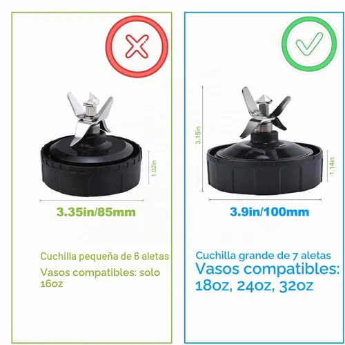 Vista 3 de Cuchilla de licuadora apta para Ninja, piezas de repuesto, 7 hojas macho de aleta con junta de goma, accesorios de licuadora compatibles con Nutri