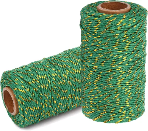 Vista 13 de Cuerda de Hilo de Algodón para Panaderos: 2 Rollos de Cordel para Manualidades Envolver Regalos - 656 Pies de Cordel Negro Blanco para Cocina