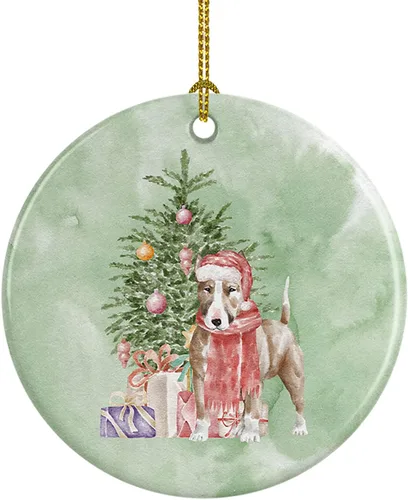 Vista 5 de Caroline's Treasures Bulldog, Bulldog inglés #2 y árbol de cerámica adorno colgante para árbol de Navidad, decoración colgante para el hogar
