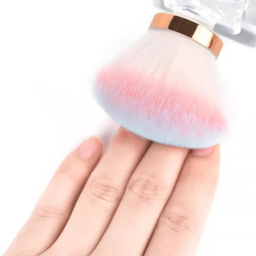 Vista 6 de KADS Cepillo para polvo de uñas, cepillo de maquillaje con forma de flor, base de cristal, cepillo de limpieza de uñas, herramienta de cepillo