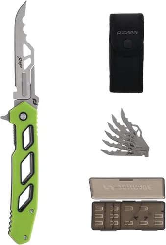 Vista 9 de Schrade Enrage Phantom Cuchillo de hoja reemplazable con mango de fibra de carbono, clip de bolsillo y bloqueo de marco para EDC, transporte diario